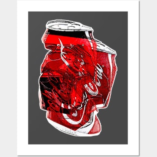 Glitch Aesthetic Crushed Cola #2 Can Design Posters and Art